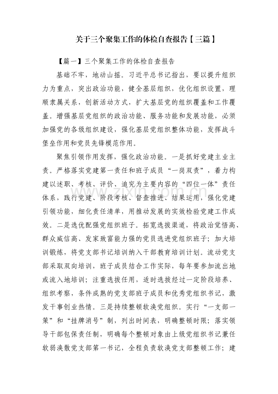 关于三个聚集工作的体检自查报告【三篇】.pdf_第1页