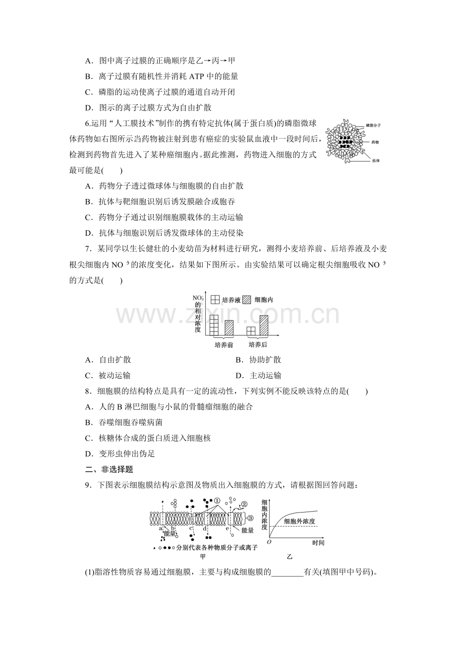 课时跟踪检测(十三)　生物膜的流动镶嵌模型　物质跨膜运输的方式.doc_第2页