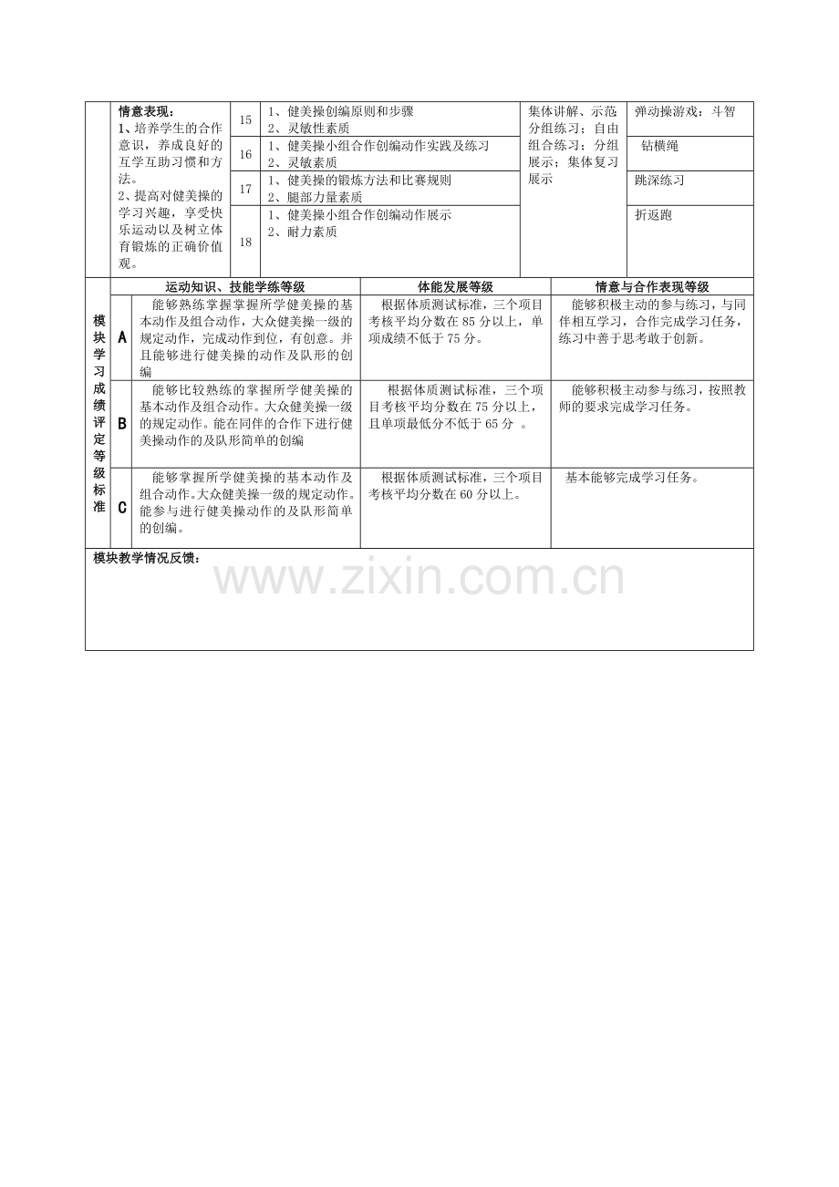 高中健美操模块单元教学计划.doc_第2页