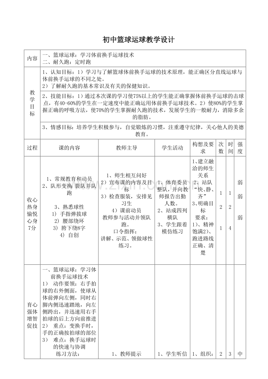 初中篮球运球教学设计.doc_第1页