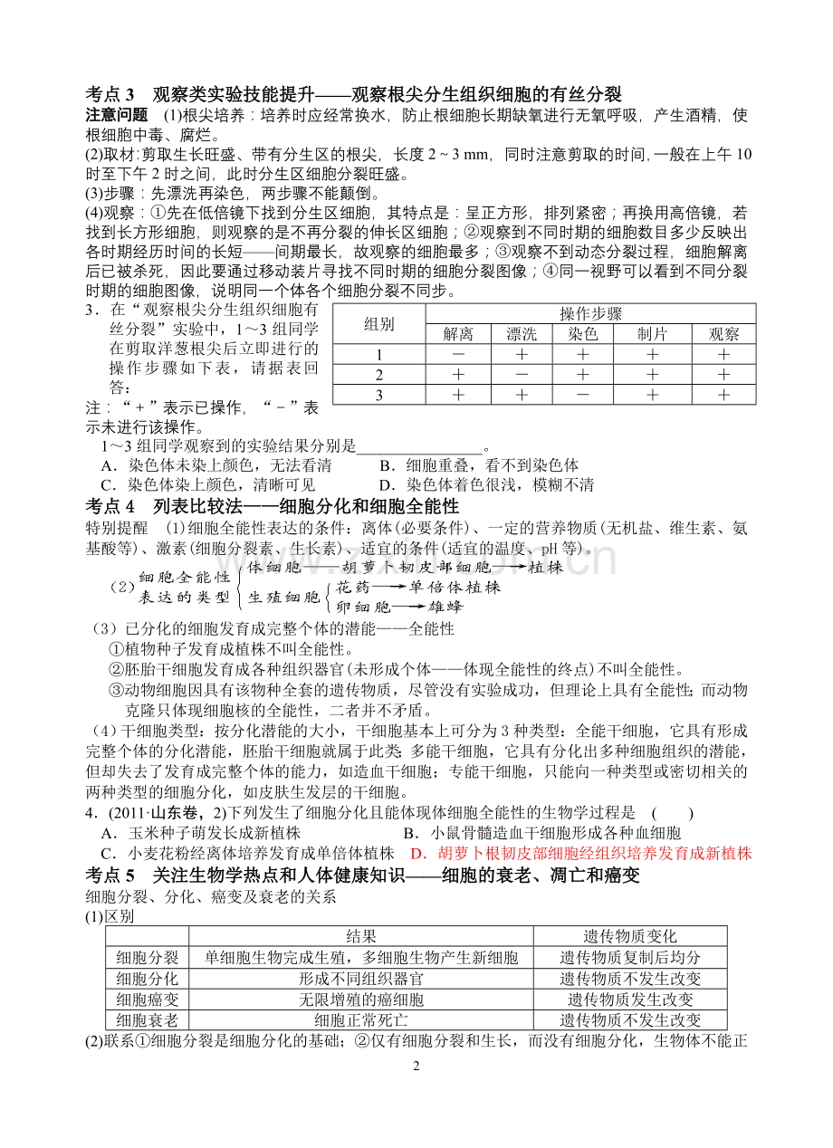 新人教版高中生物必修一教案与练习第六章细胞的生命历程.doc_第2页