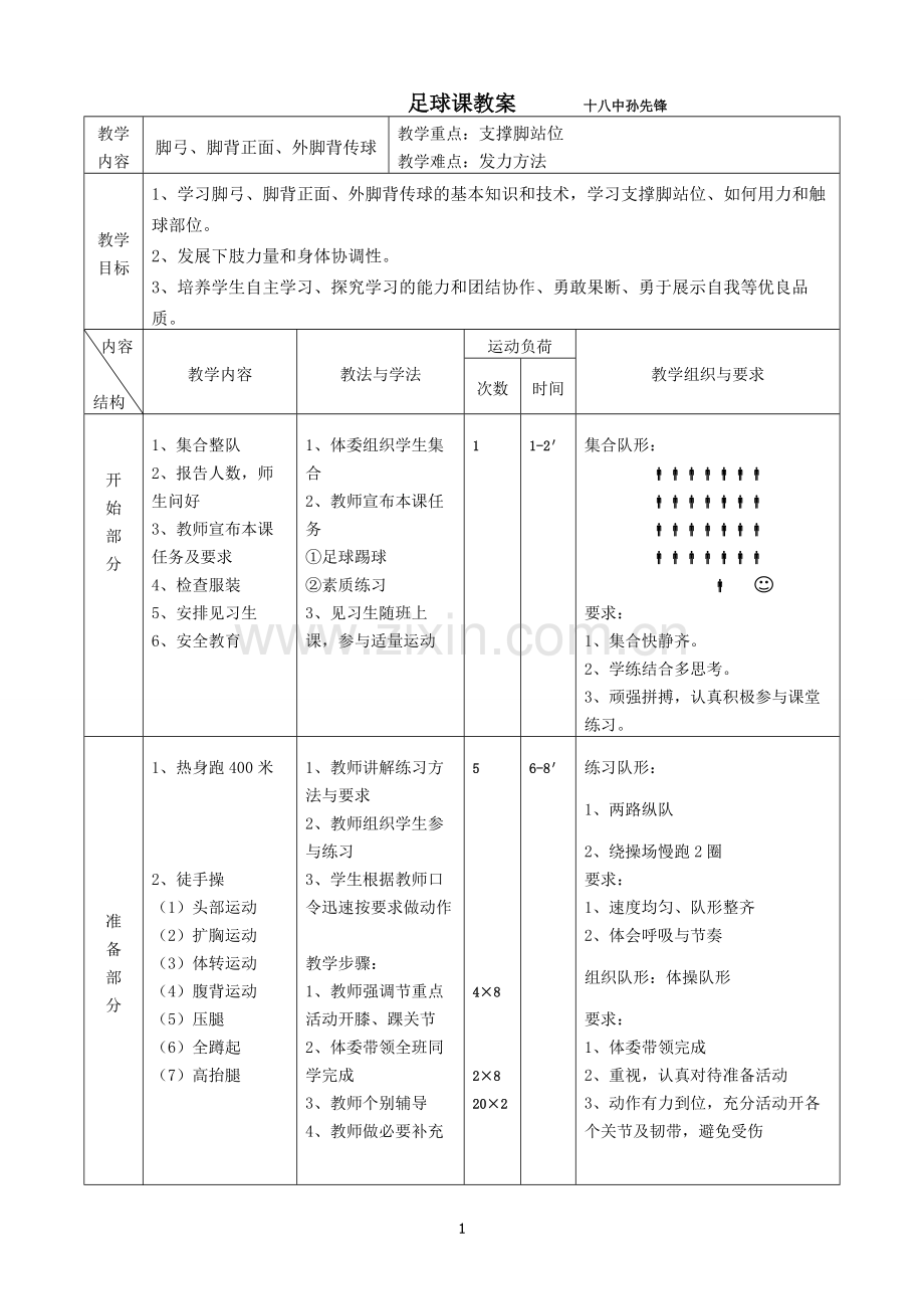 初中足球课教案.doc_第1页