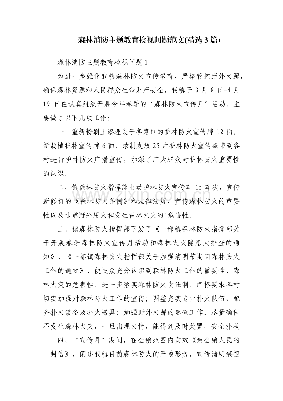 森林消防主题教育检视问题范文(3篇).pdf_第1页