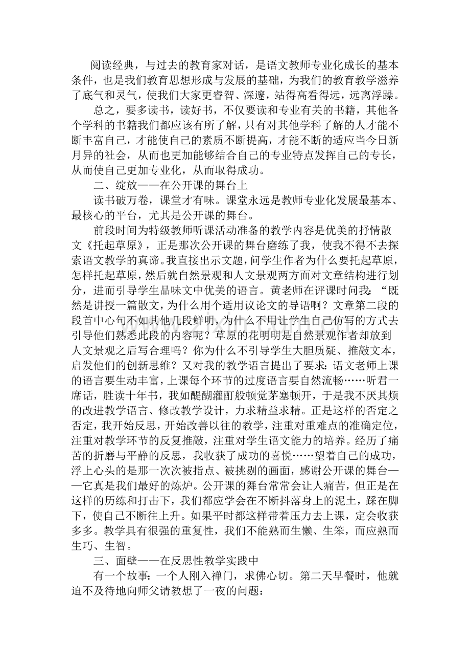 教师专业发展是一个从不成熟到成熟之后不断自我挑战和自我提升的过程.doc_第2页