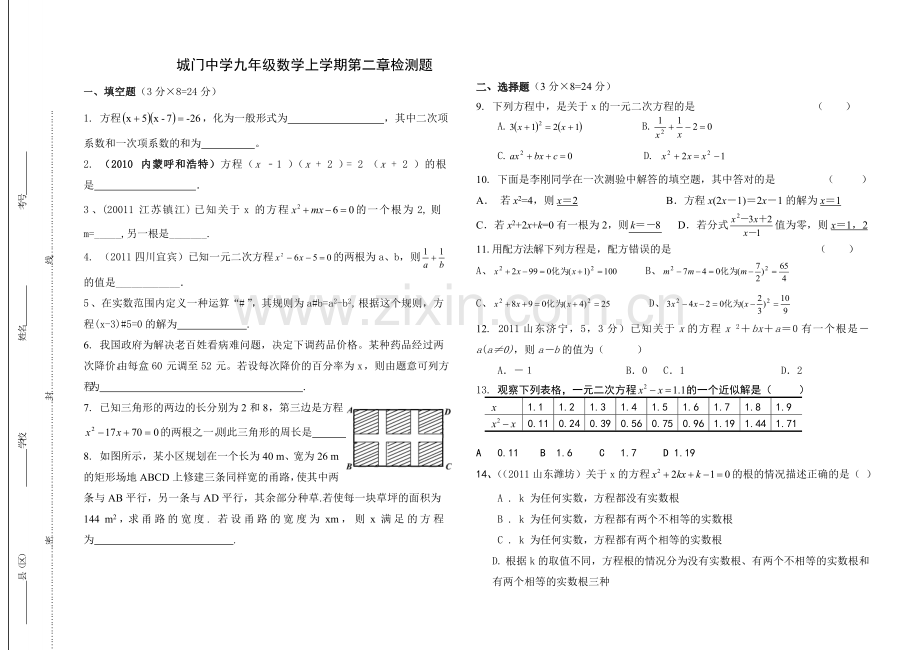 一元二次方程测试题.doc_第1页