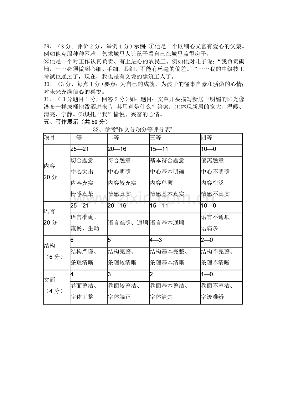 第一学期模拟测试八年级语文参考答案及评分标准.doc_第2页