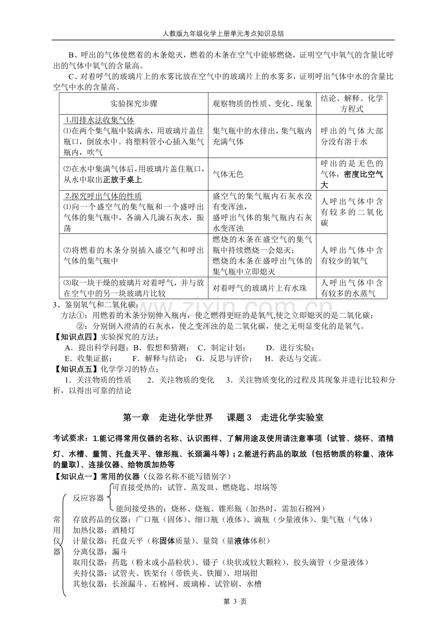 初中化学第一单元知识点归纳.doc_第3页