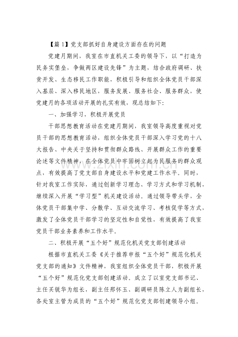 党支部抓好自身建设方面存在的问题三篇.pdf_第1页