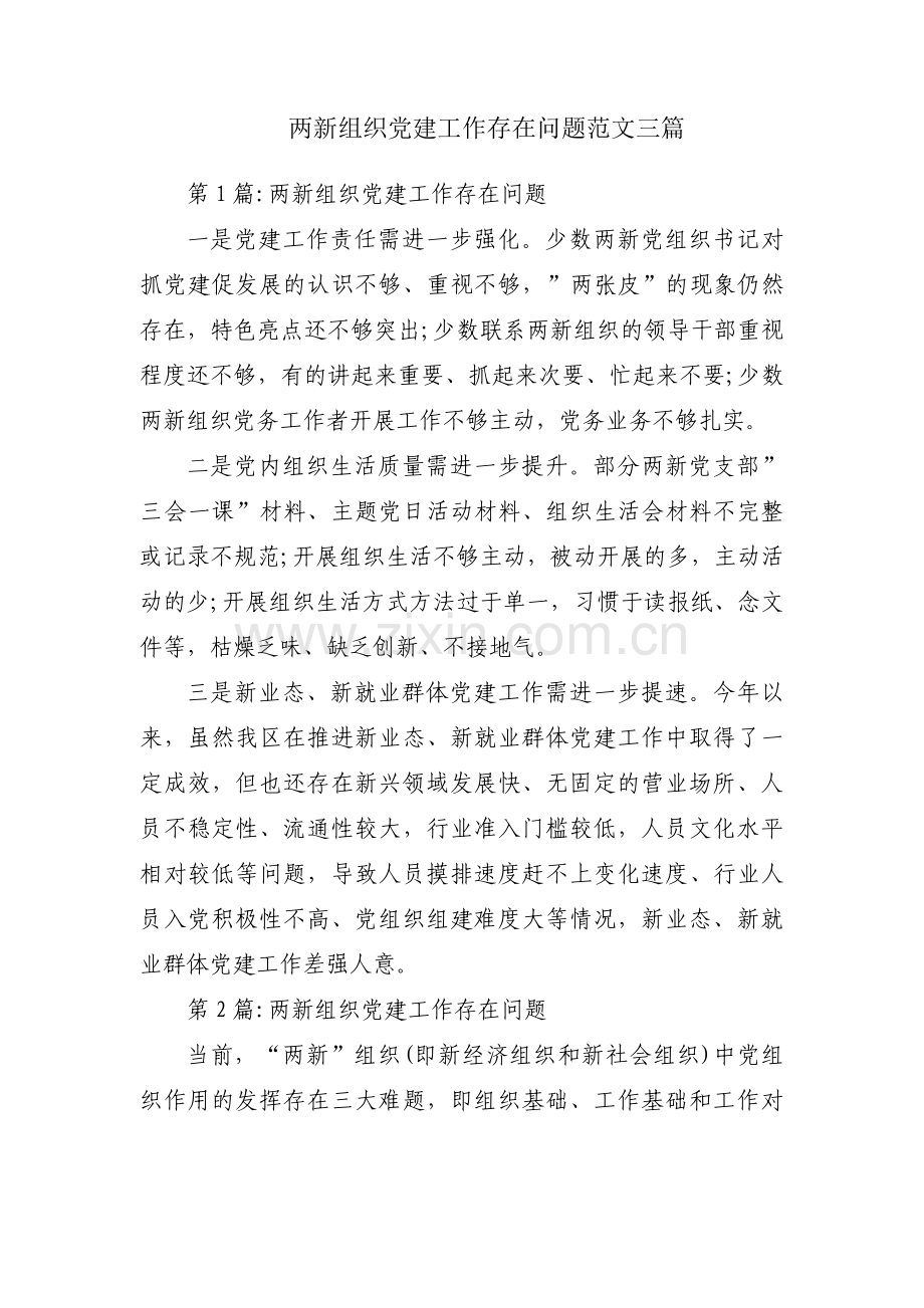 两新组织党建工作存在问题范文三篇.pdf_第1页