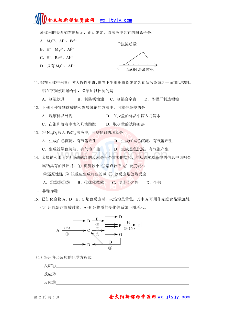 高中化学必修一《金属及其化合物》综合练习.doc_第2页