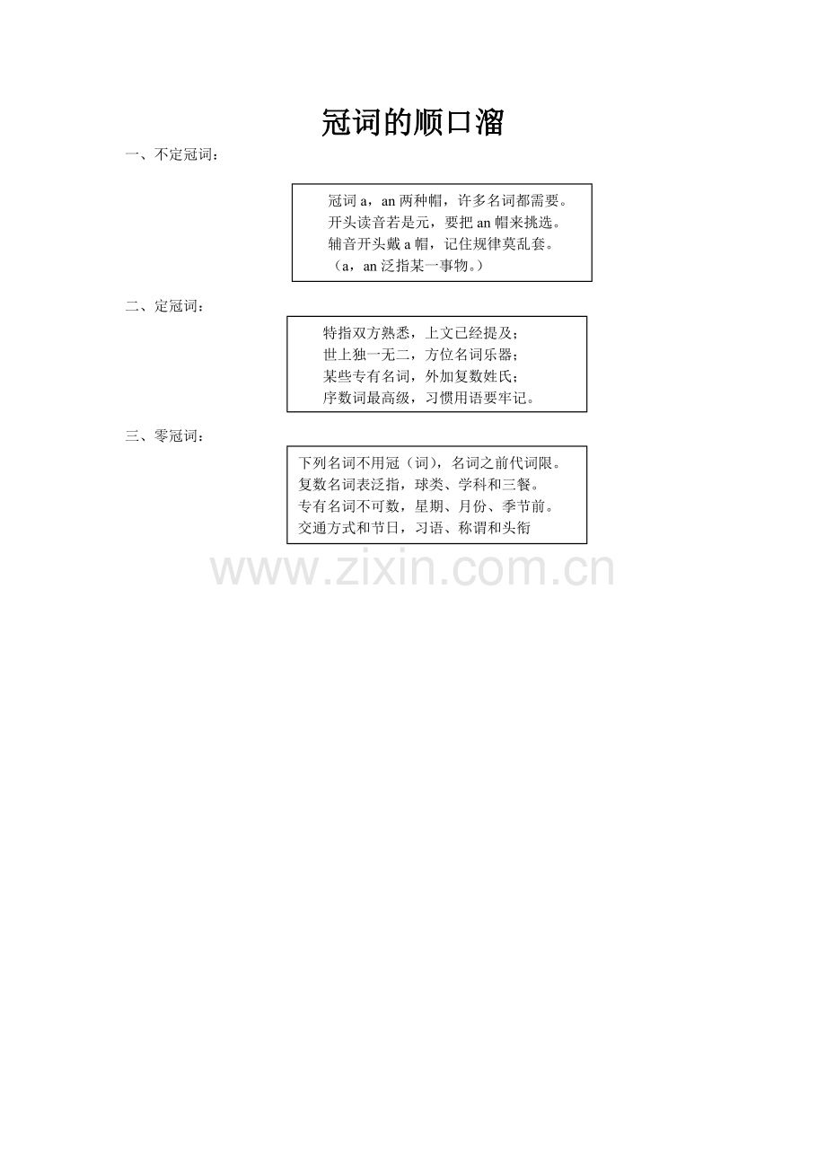 冠词的顺口溜.doc_第1页