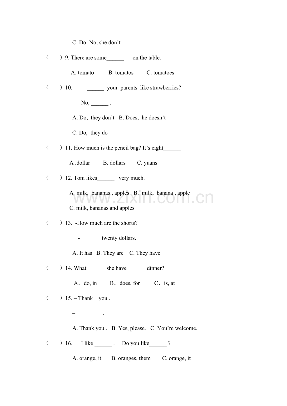 七年级英语上册月考二英语试题.doc_第2页