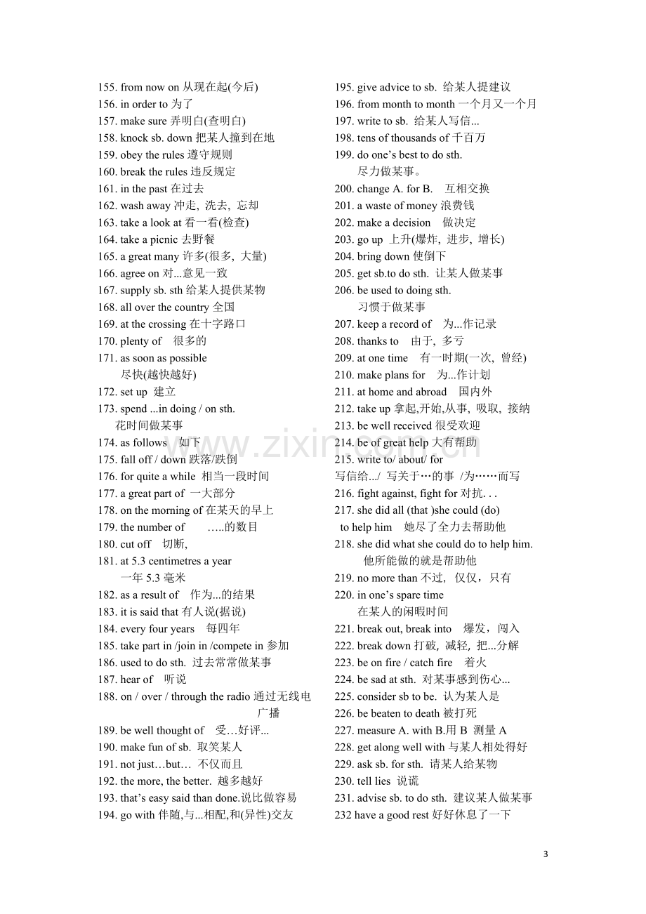 高中英语必修一至必修五短语大全.doc_第3页