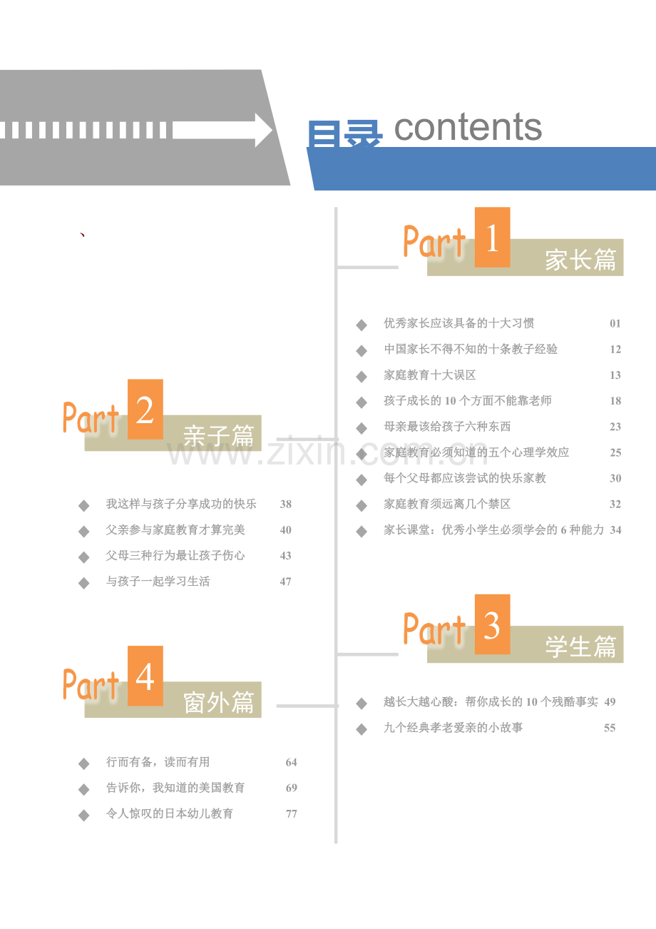 港城实小家庭教育手册封面和目录.doc_第2页