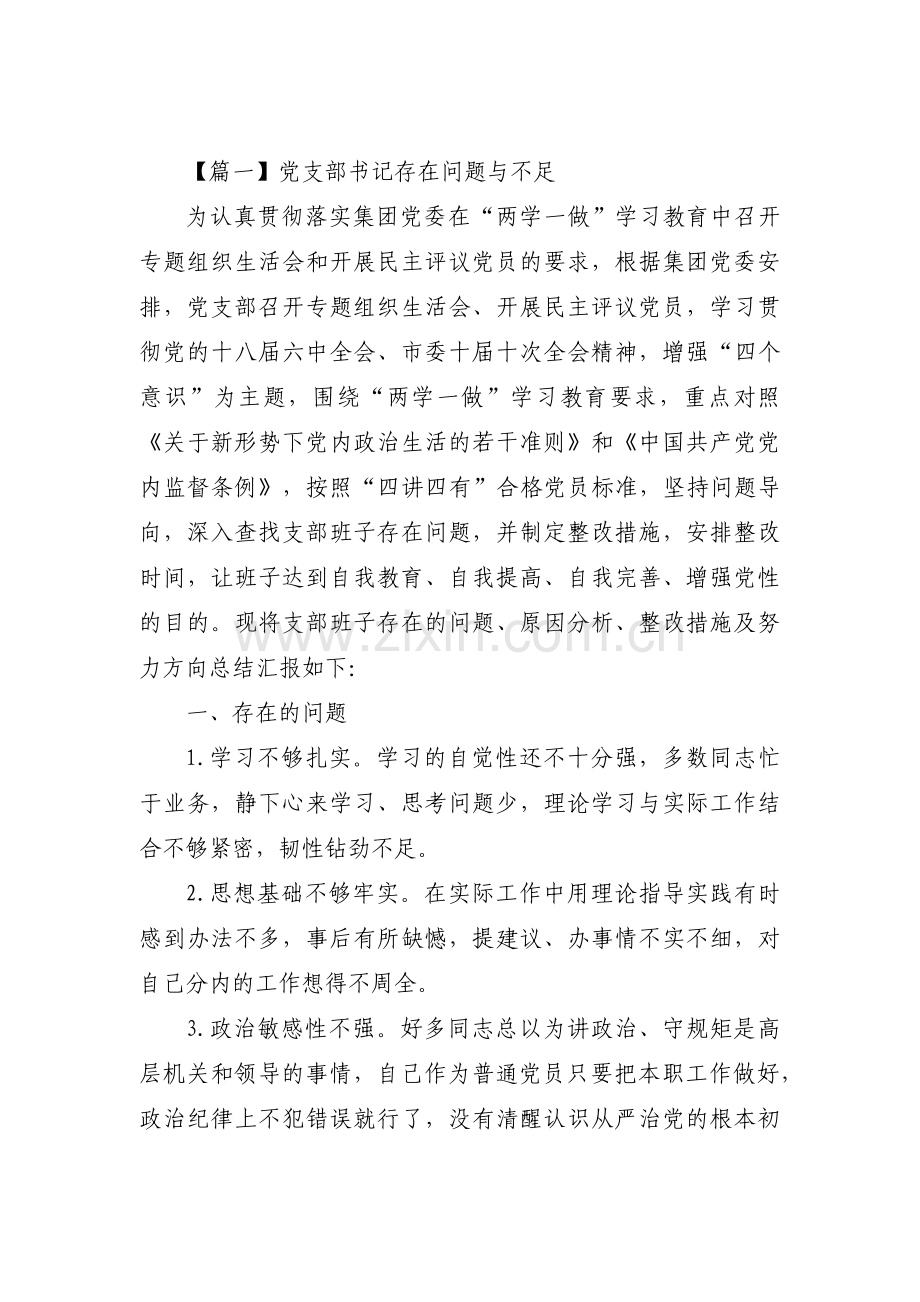 党支部书记存在问题与不足【五篇】.pdf_第1页