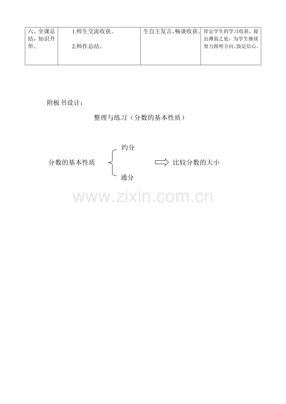 苏教版五年级下册《分数基本性质》整理与练习教学设计.doc_第3页