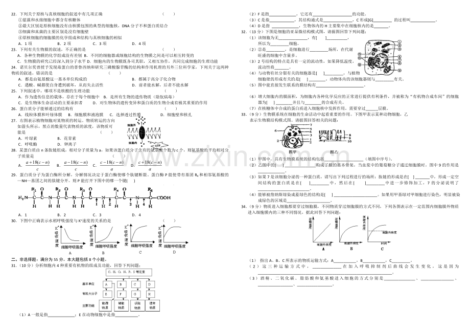 高一生物上学期第一、二、三、四章测试.doc_第2页