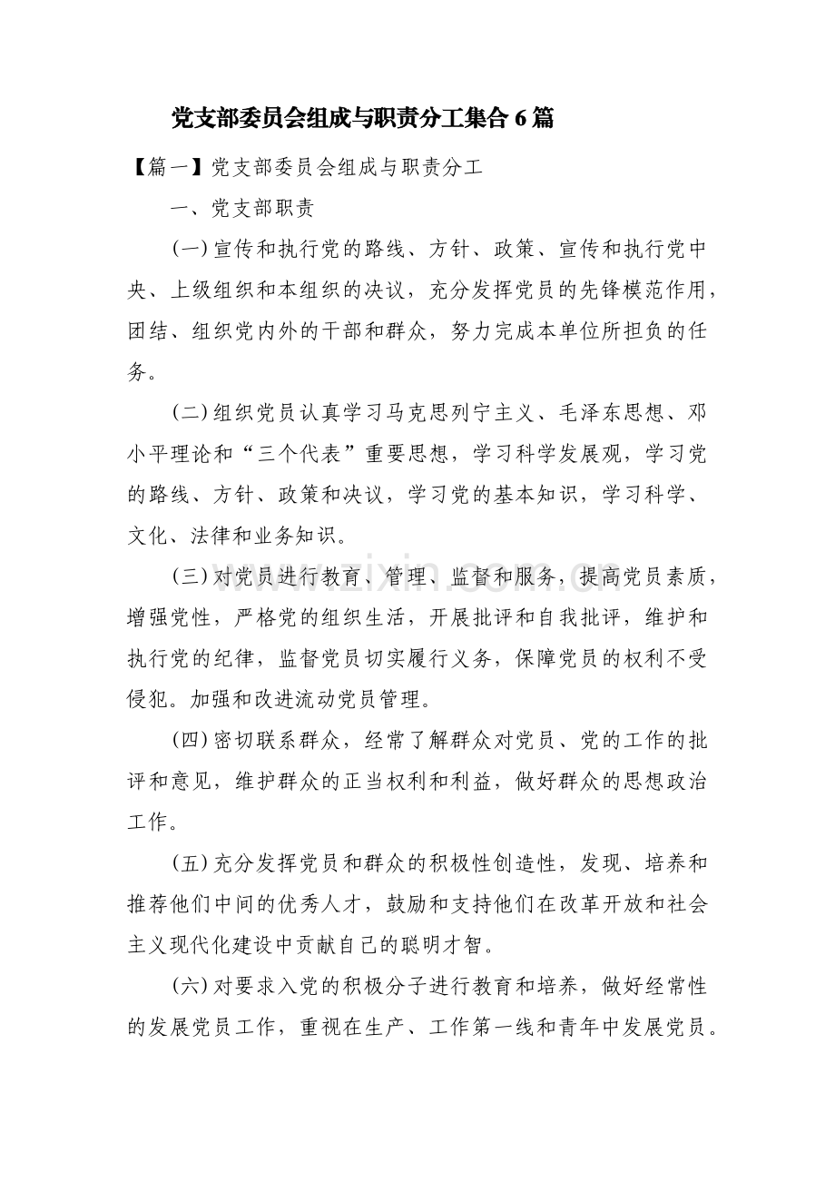 党支部委员会组成与职责分工集合6篇.pdf_第1页