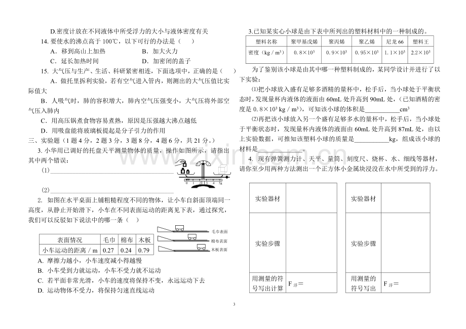 八年级物理下期中考试题_沪科版.doc_第3页