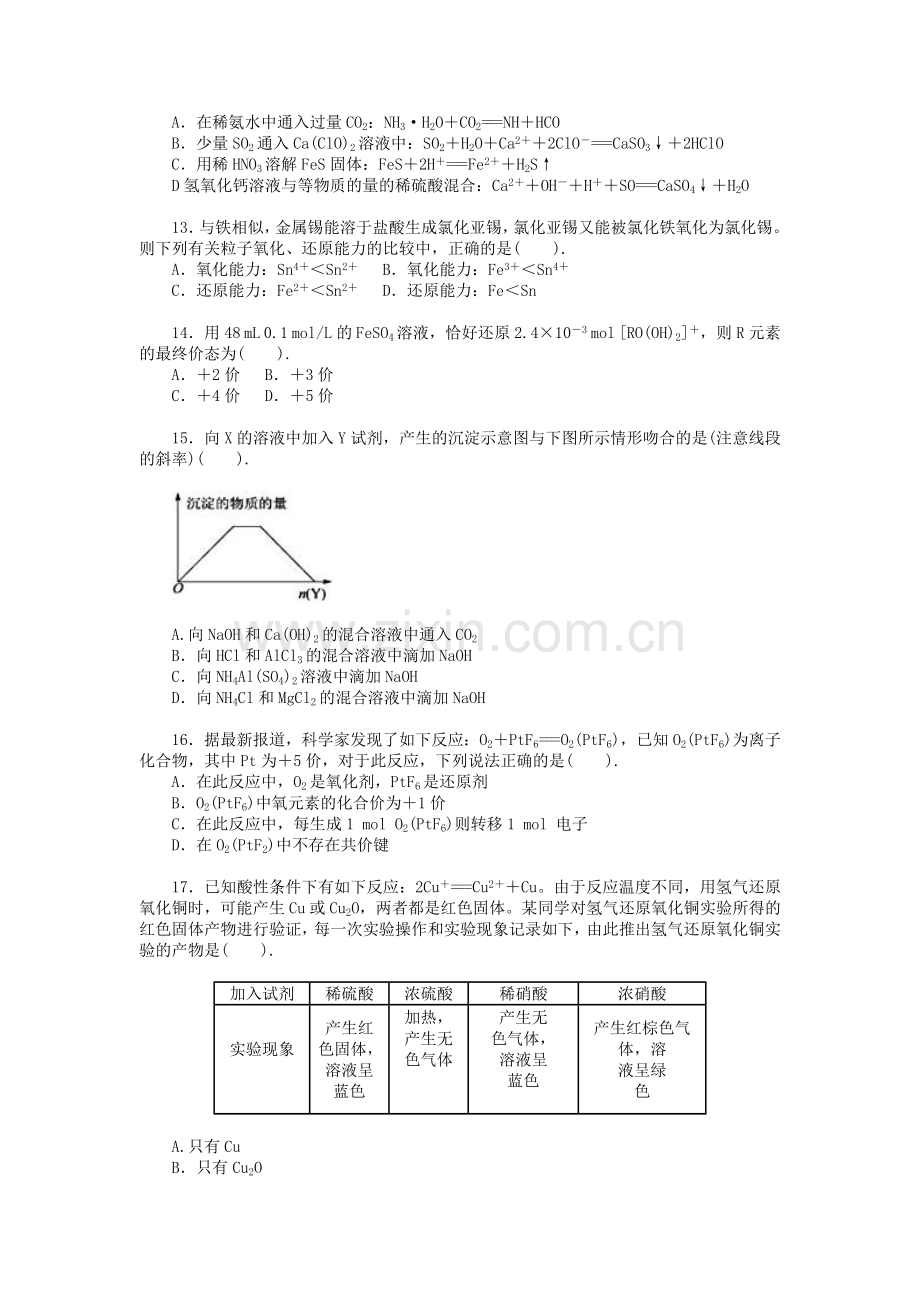 高中化学必修一第二章测试题.doc_第3页