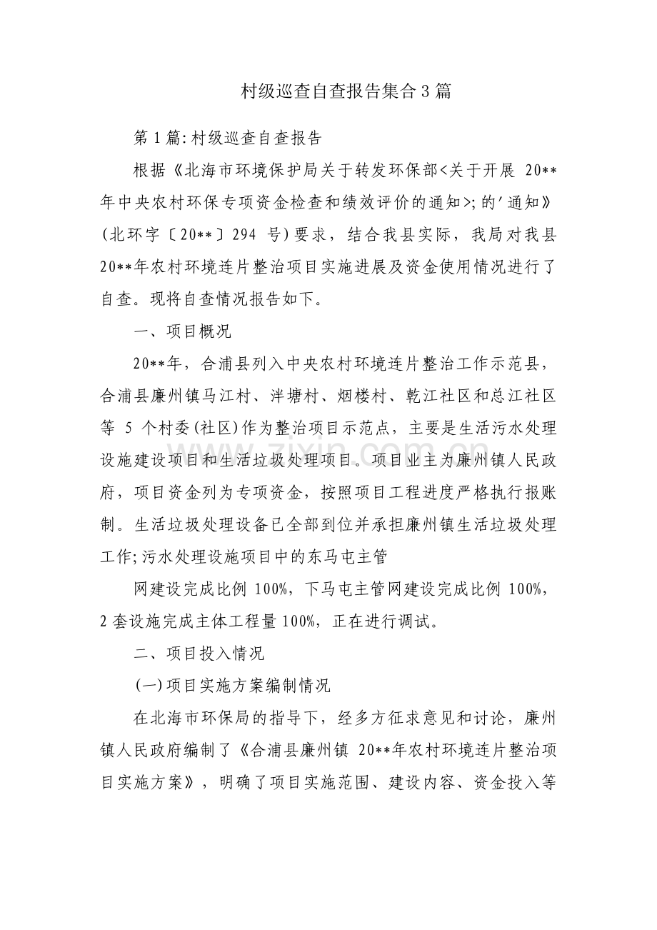 村级巡查自查报告集合3篇.pdf_第1页