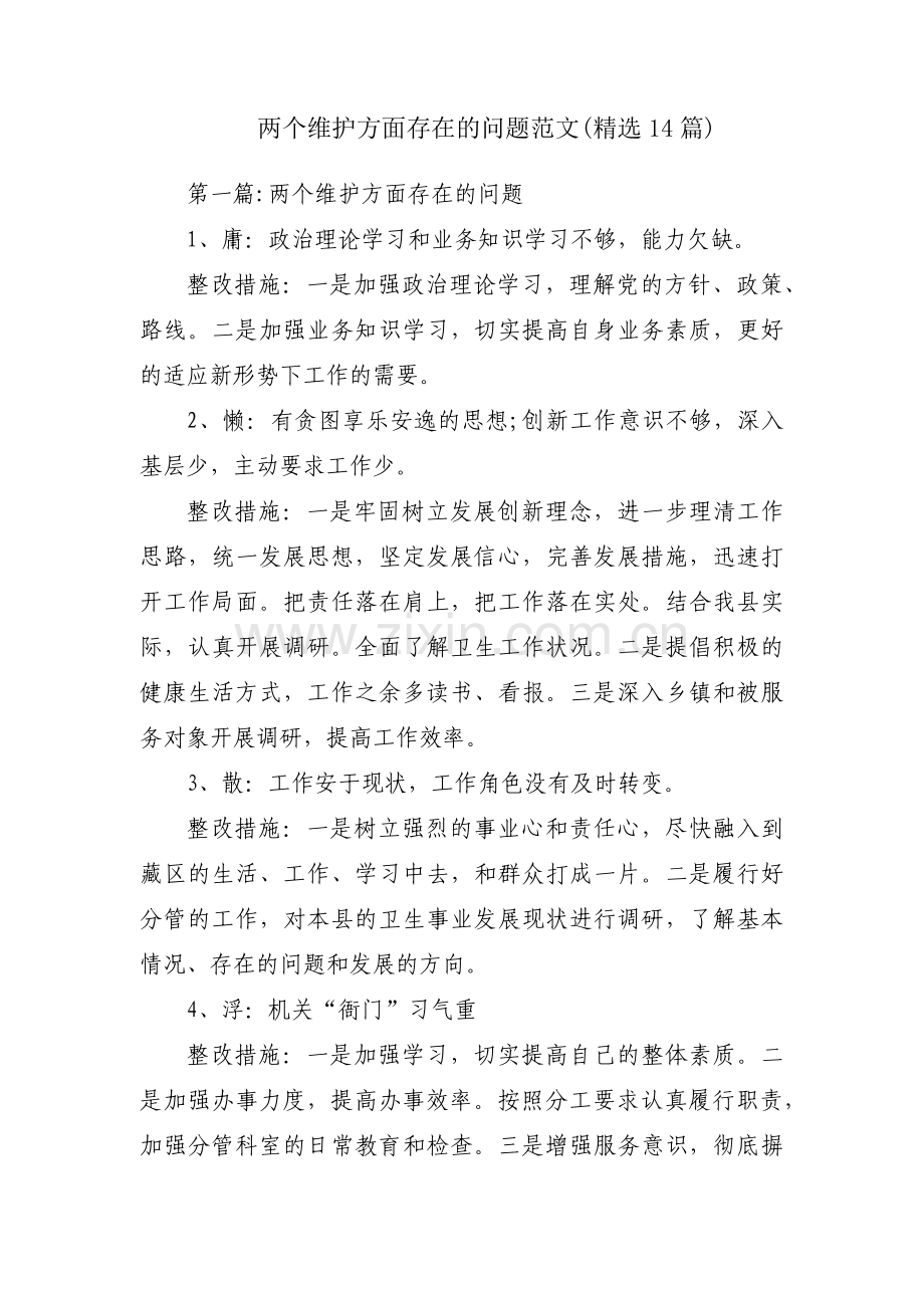 两个维护方面存在的问题范文(14篇).pdf_第1页