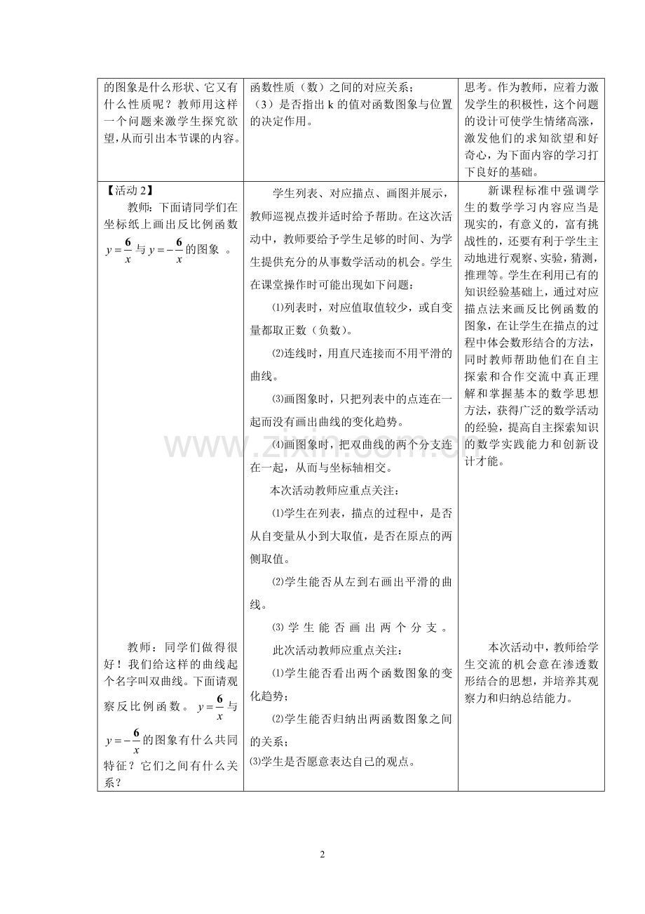 反比例函数的图象和性质（第一课时）.doc_第2页