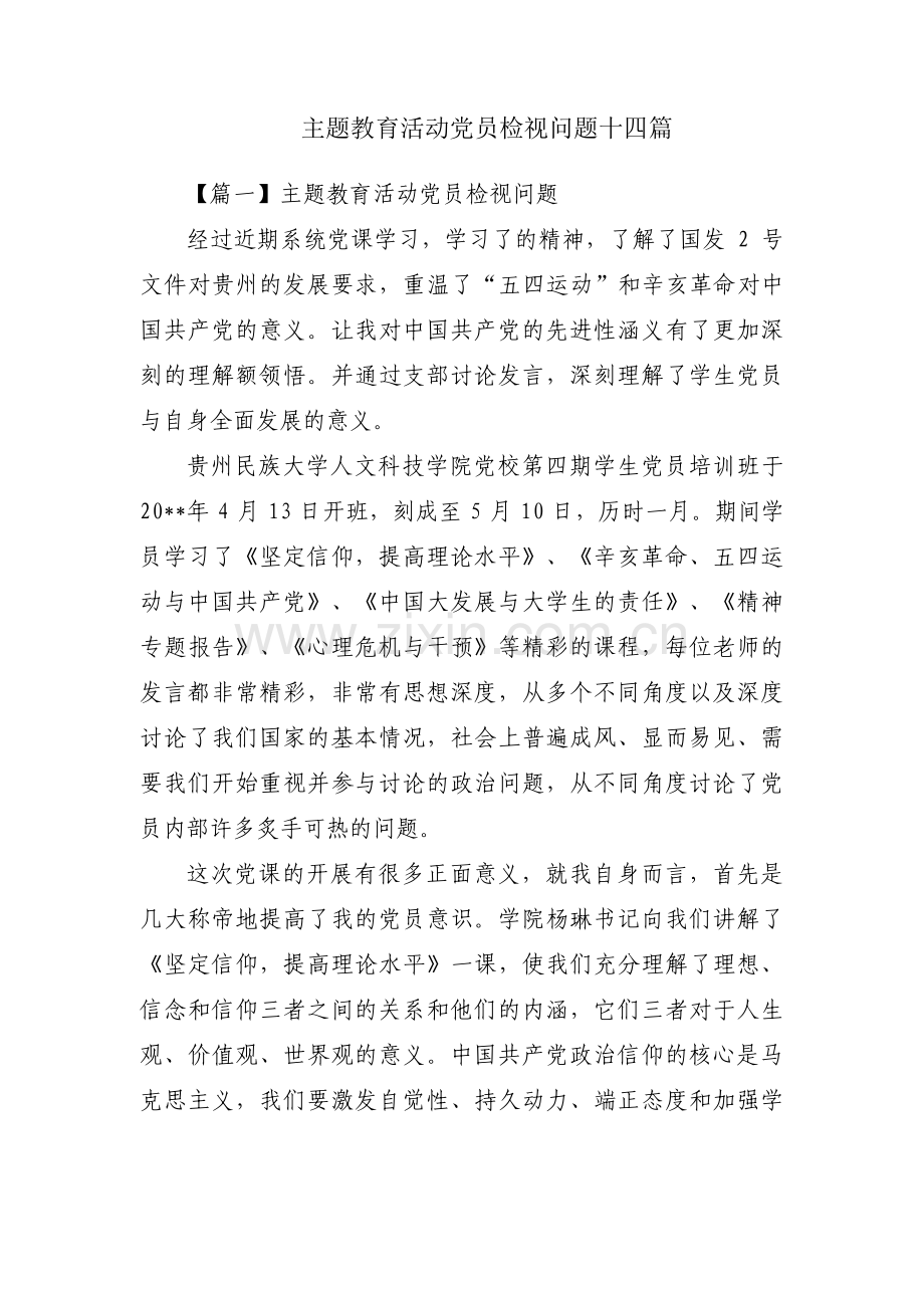 主题教育活动党员检视问题十四篇.pdf_第1页