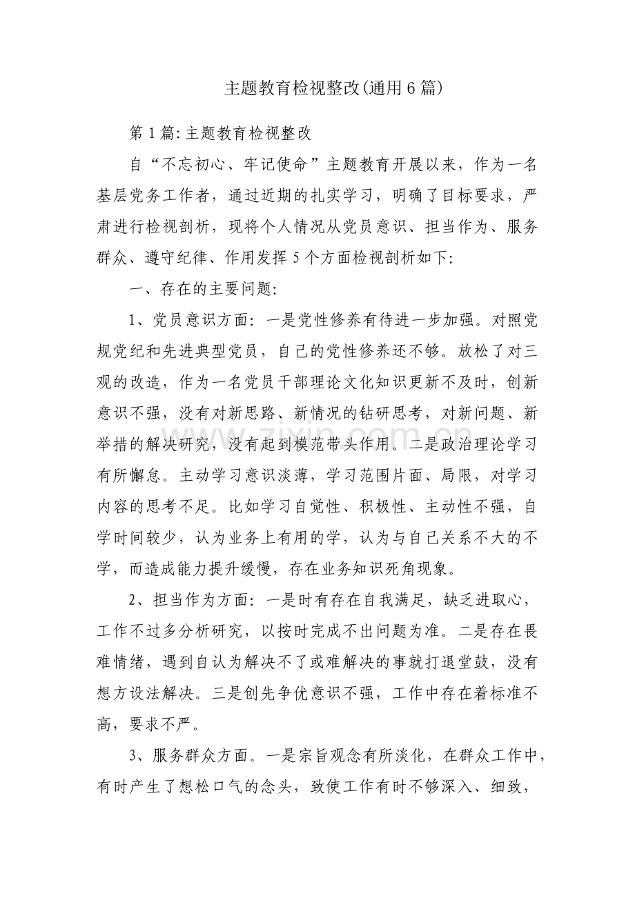 主题教育检视整改(通用6篇).pdf_第1页