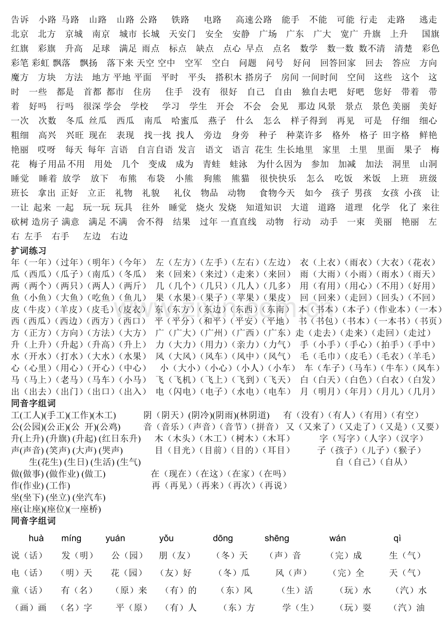 小学语文一年级上册总复习资料.doc_第2页