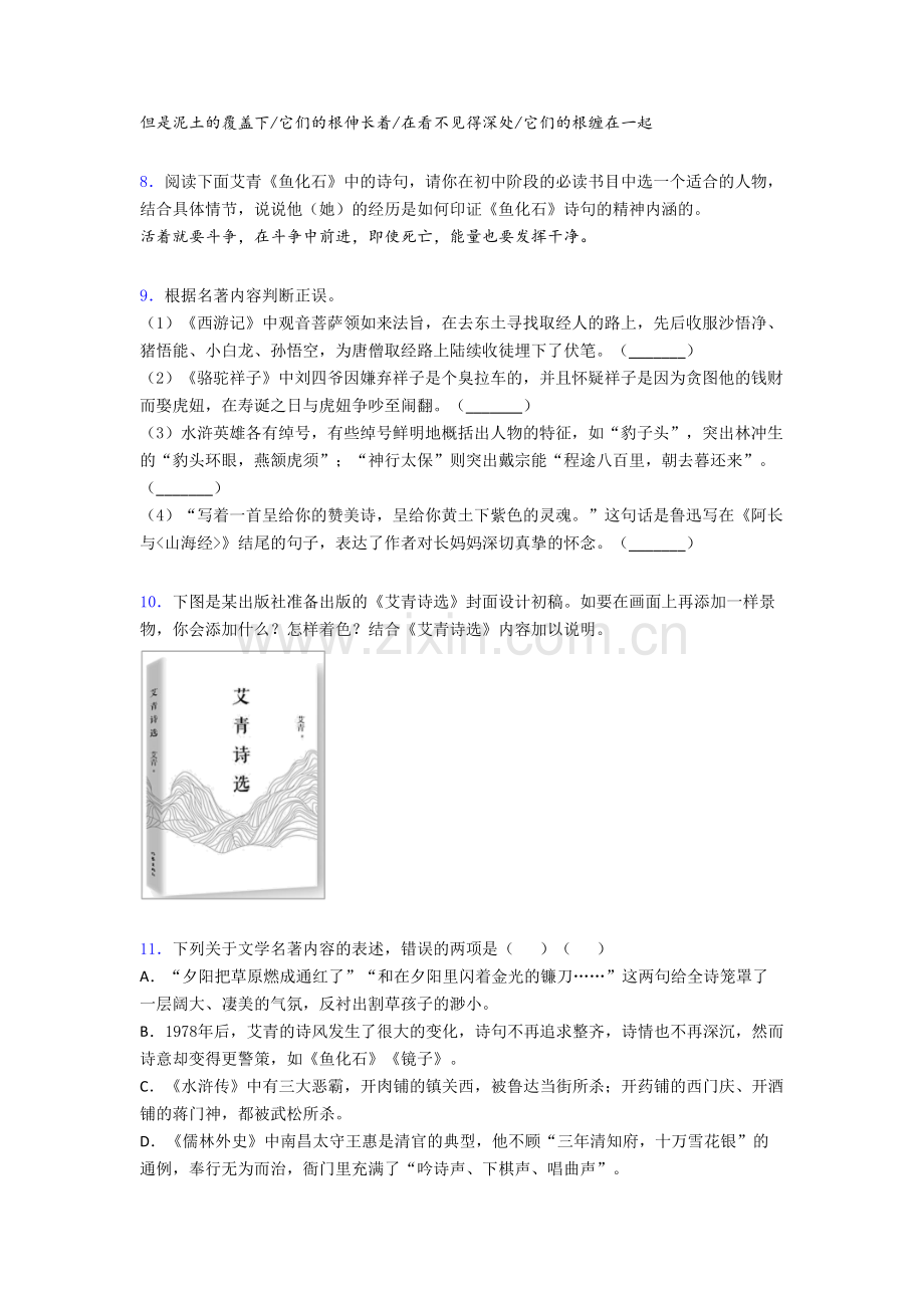 《艾青诗选名著阅读》素养检测带答案解析.doc_第3页