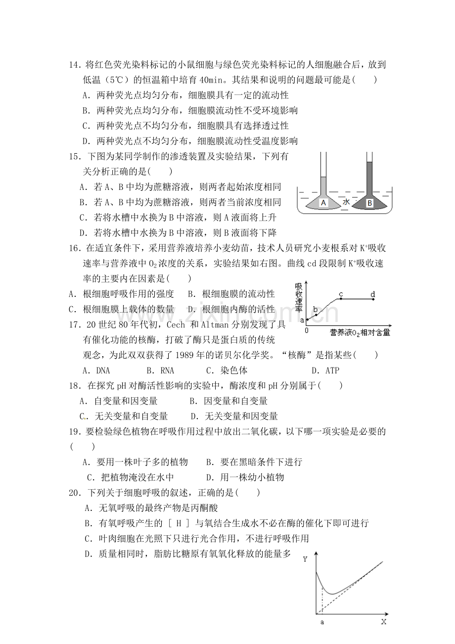 高一上册生物复习题.doc_第3页