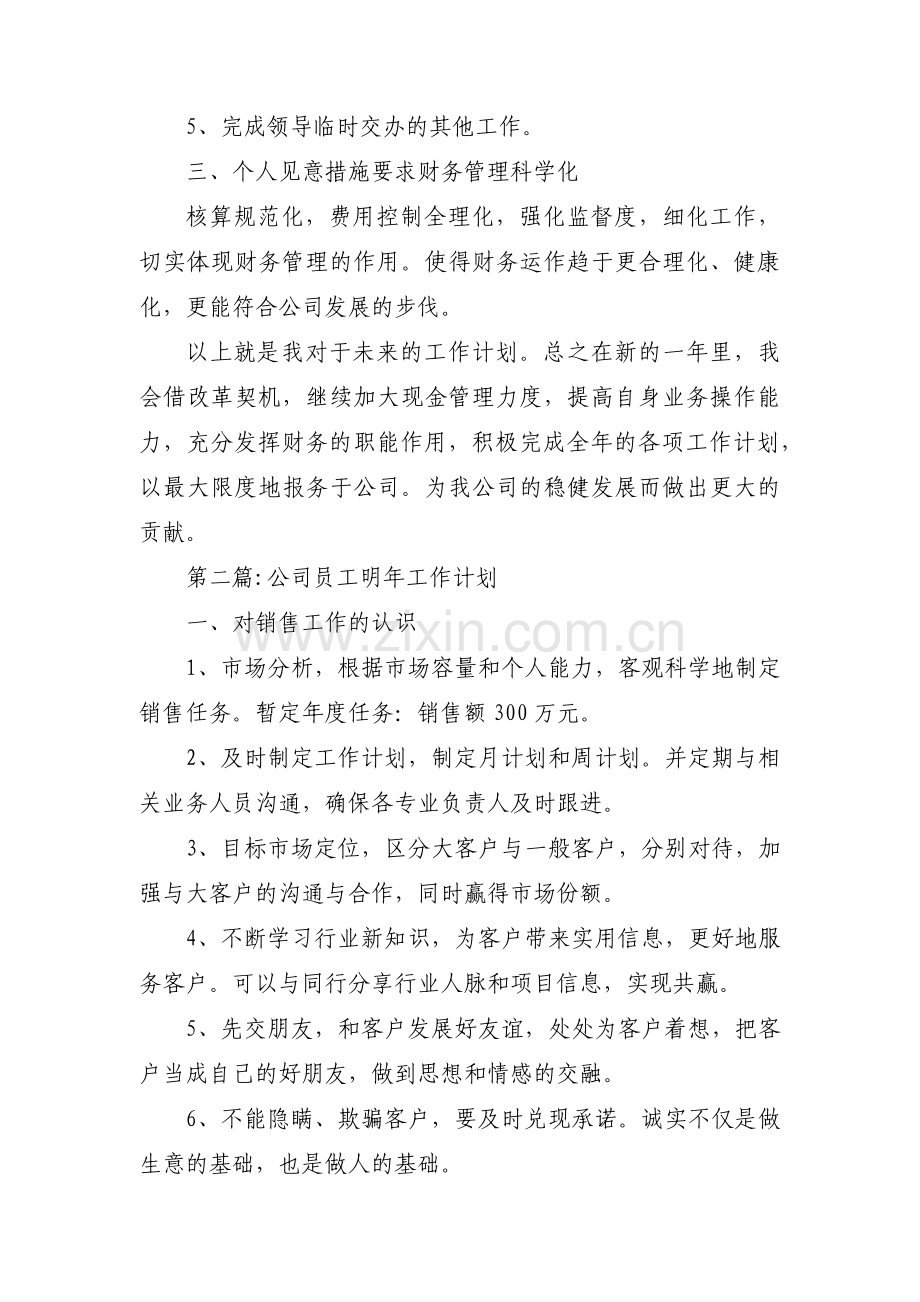 公司员工明年工作计划(通用8篇).pdf_第2页