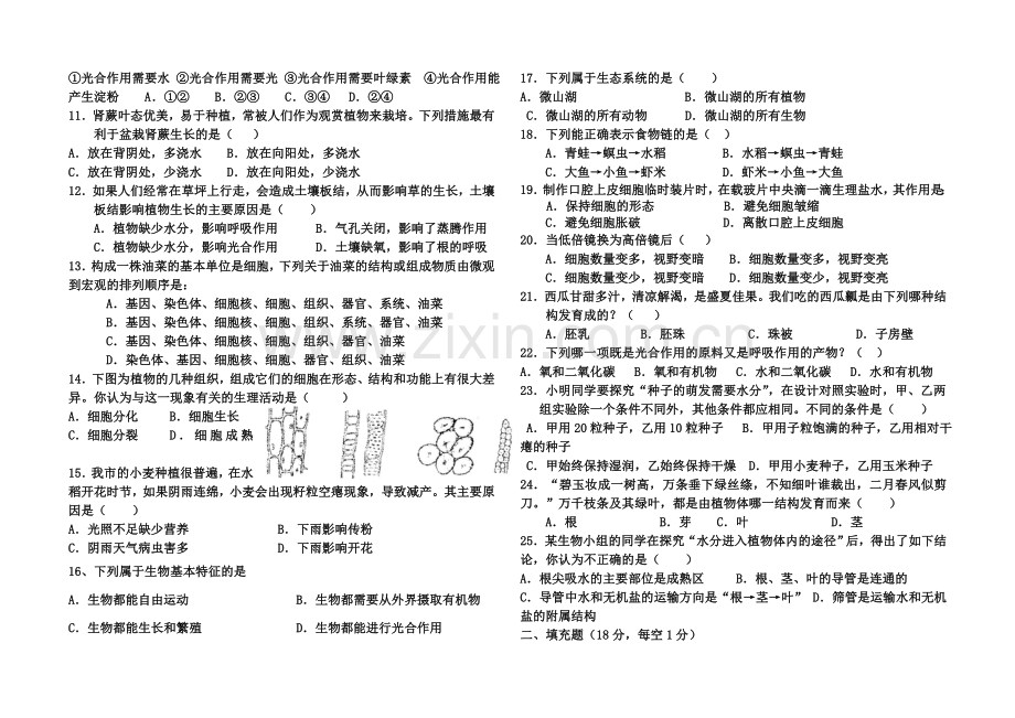 初三生物第一次单元检测试题.doc_第2页