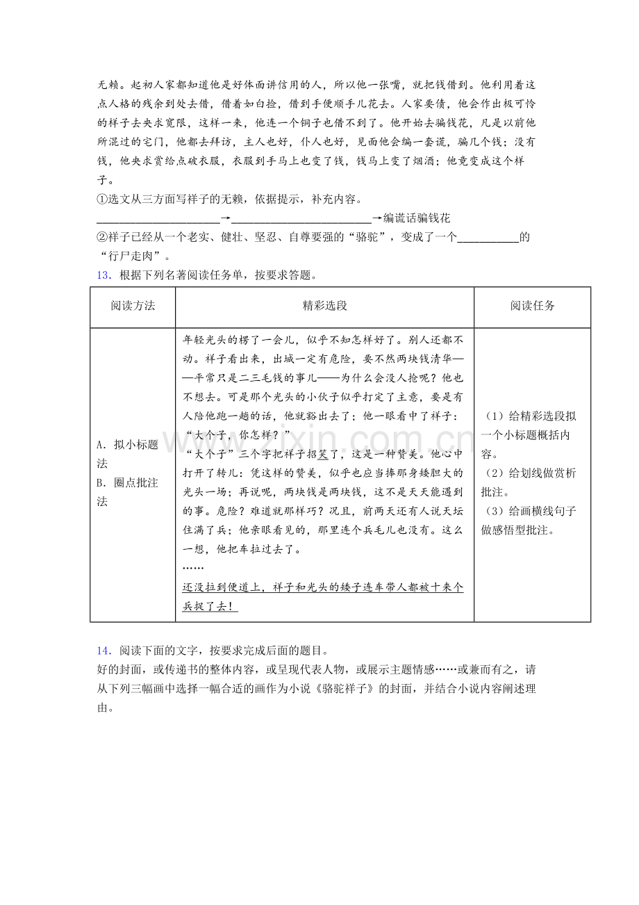 完整版下册骆驼祥子和《海底两万里》名著导读专题带答案.doc_第3页