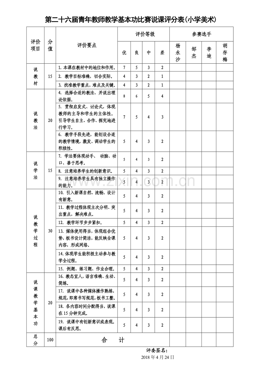 说课评分表.doc_第1页