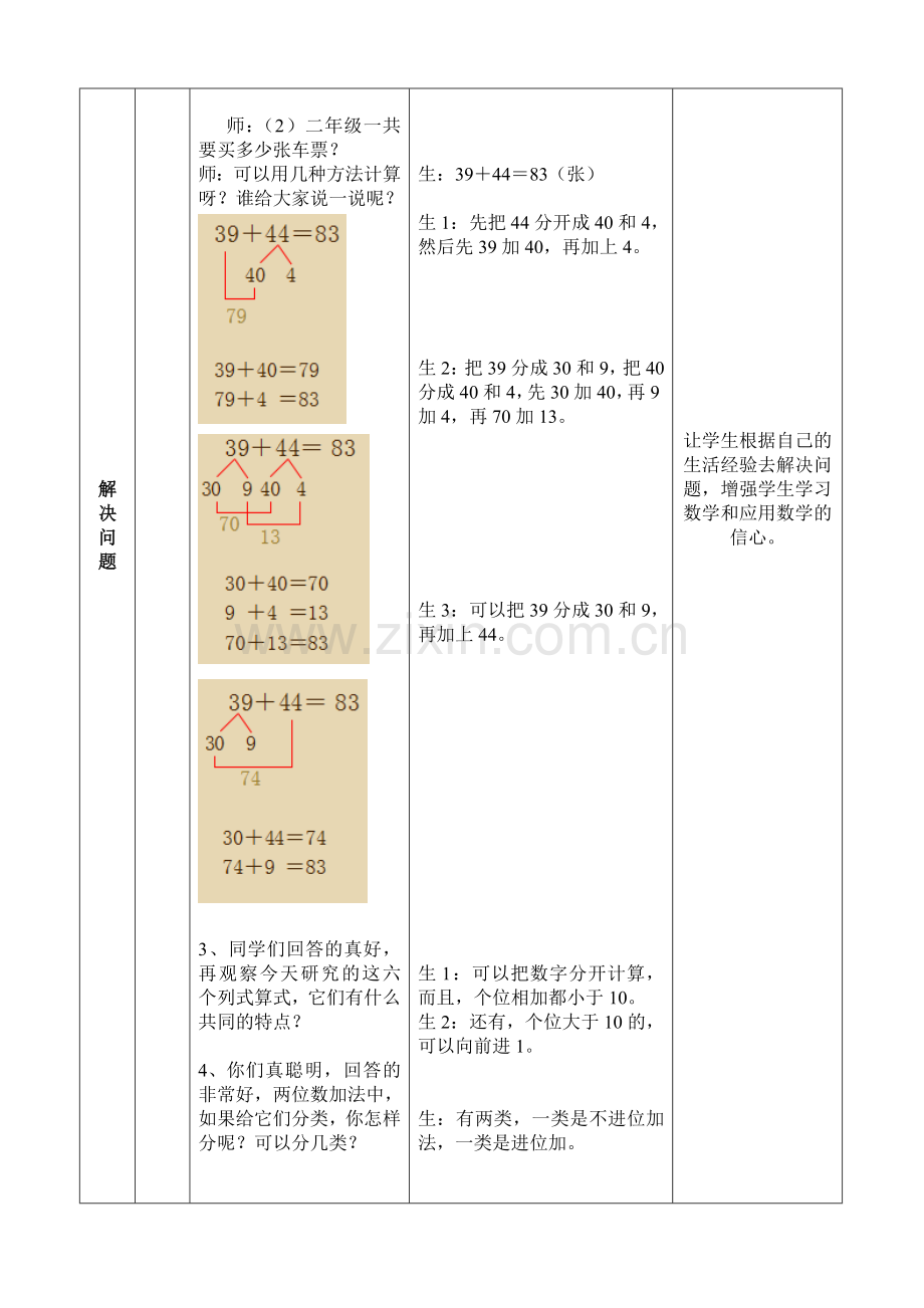 小学数学人教三年级第二单元--万以内的加法和减法(一)两位数加两位数.doc_第3页