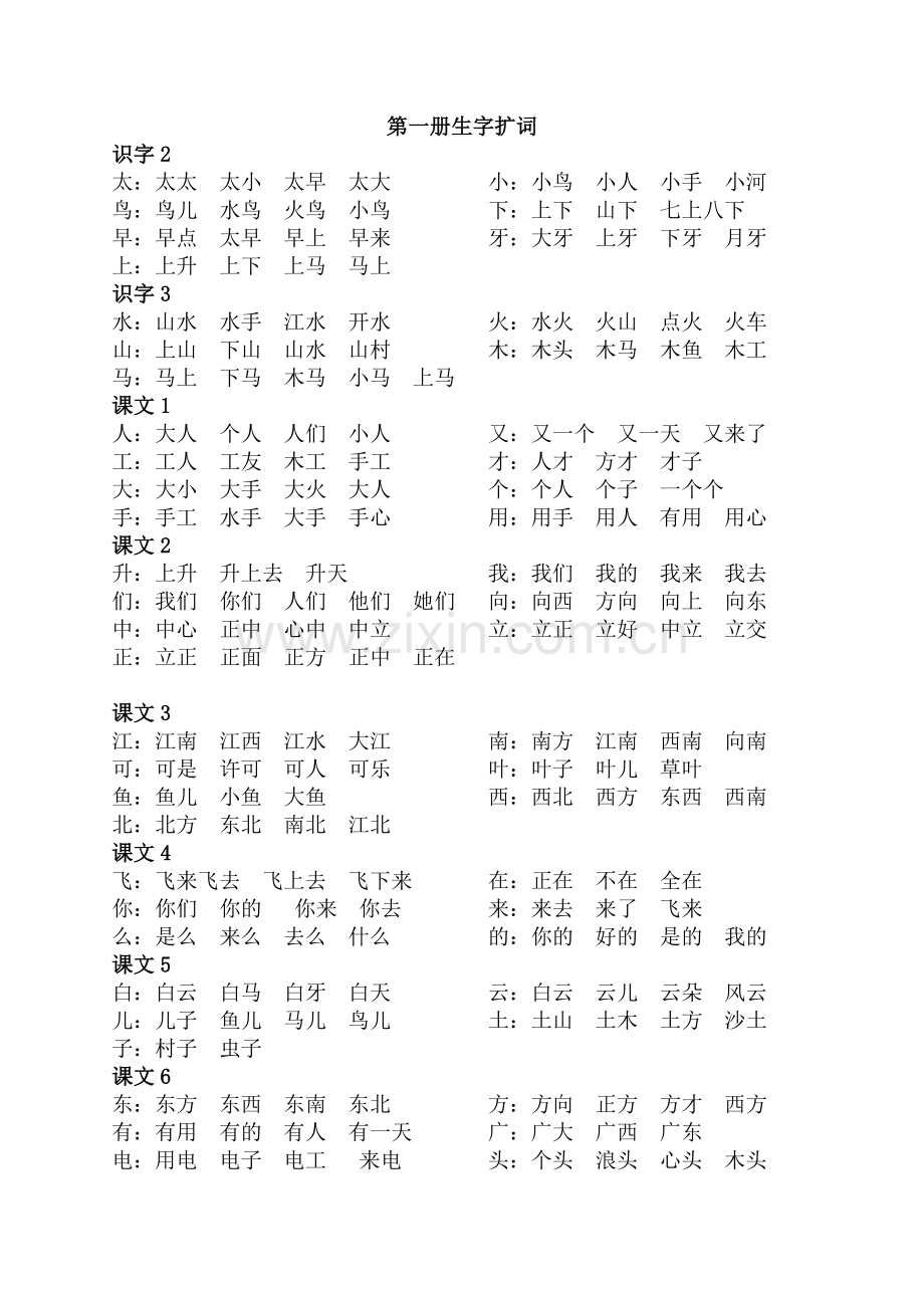 一年级上下册扩词.doc_第1页