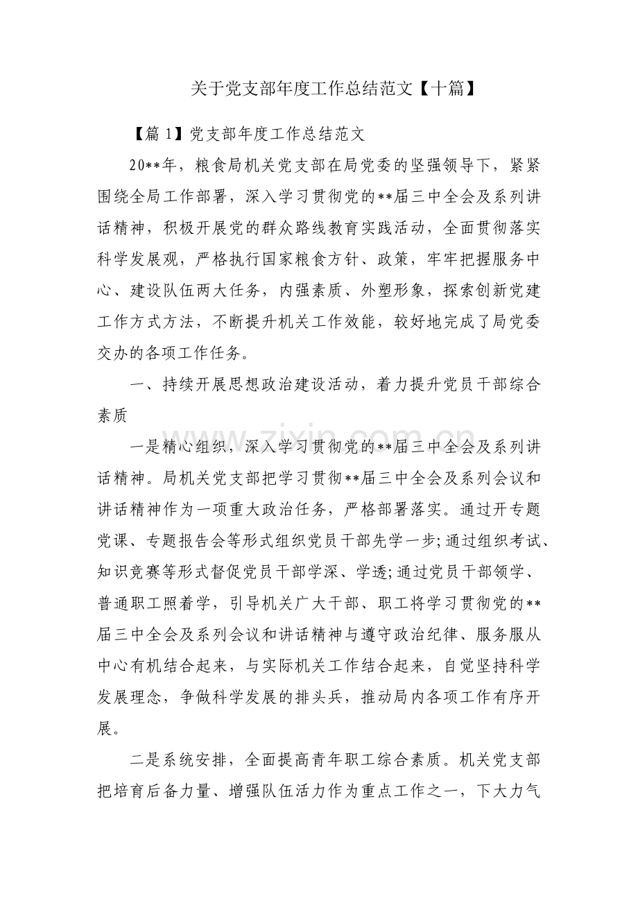 关于党支部年度工作总结范文【十篇】.pdf_第1页