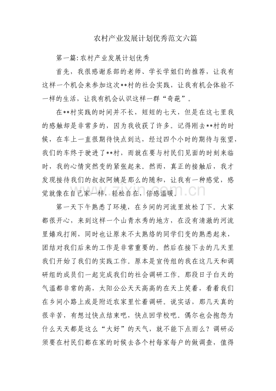 农村产业发展计划优秀范文六篇.pdf_第1页