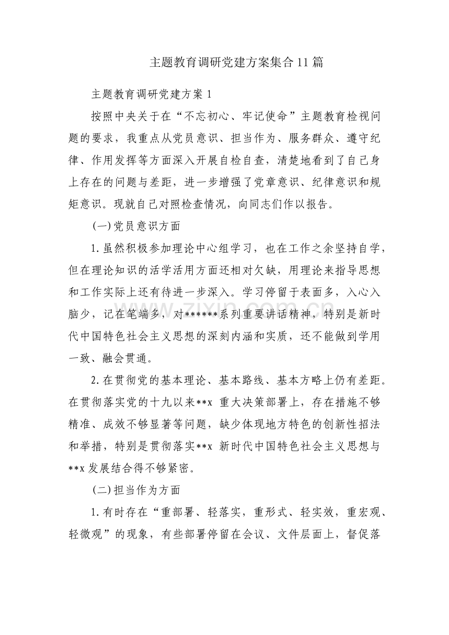 主题教育调研党建方案集合11篇.pdf_第1页