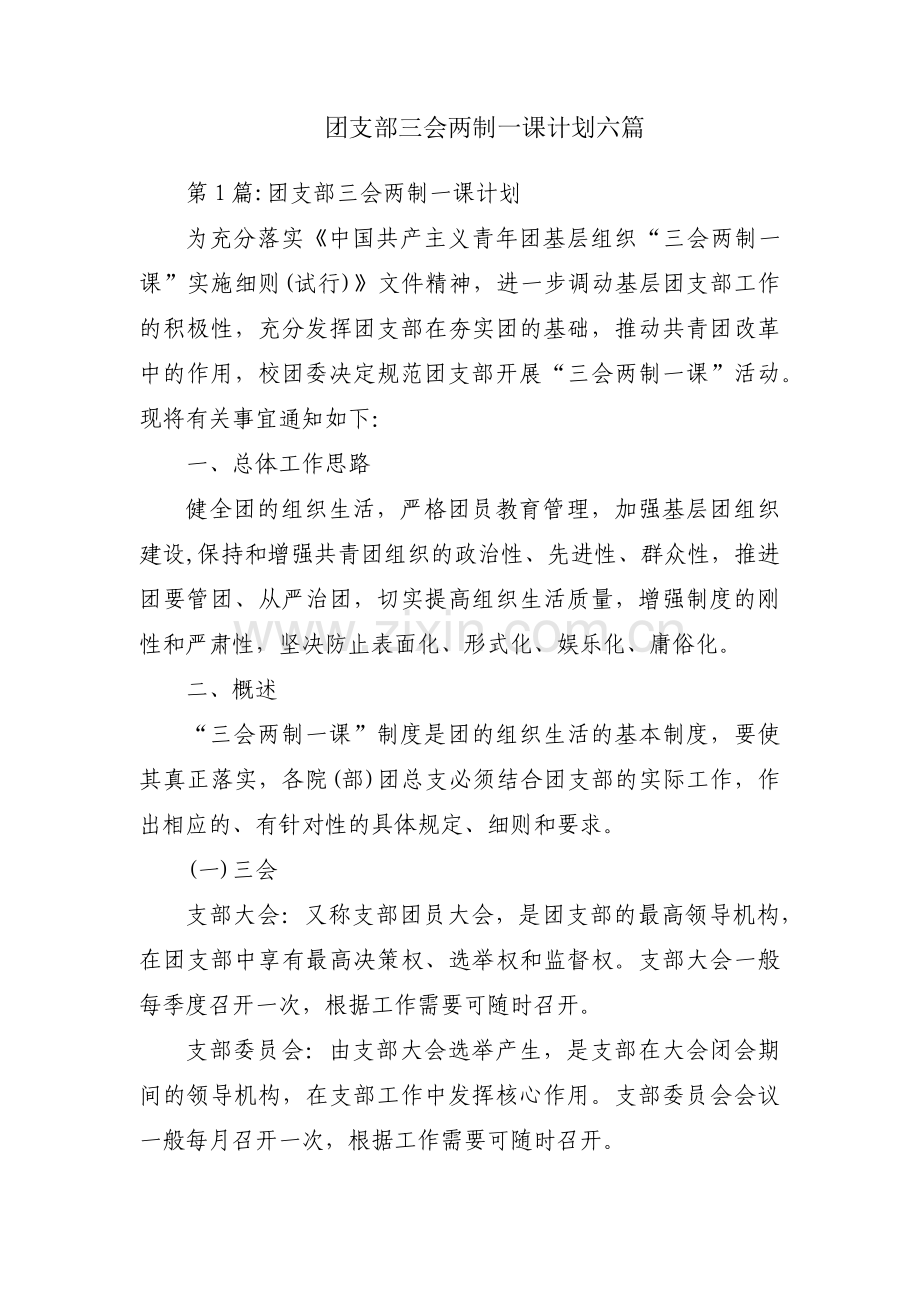 团支部三会两制一课计划六篇.pdf_第1页