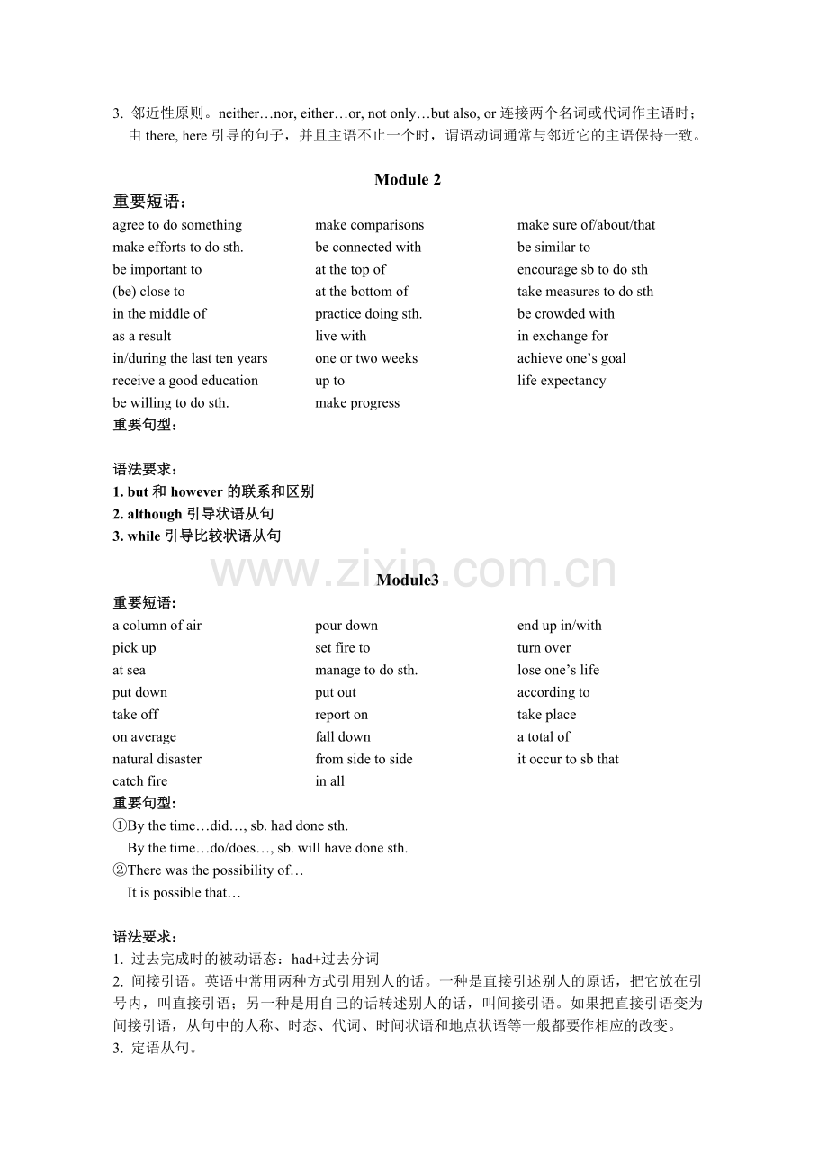 外研版高中英语必修三全册重要知识点归纳(词汇_短语_句型_语法).doc_第2页