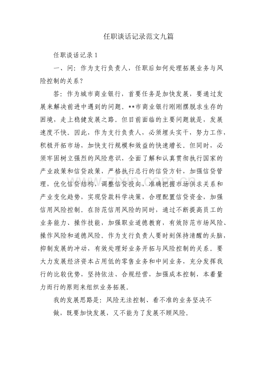 任职谈话记录范文九篇.pdf_第1页