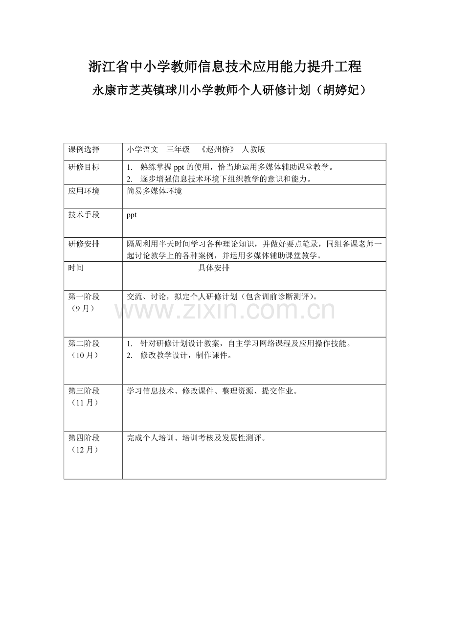 胡婷妃个人研修计划.doc_第1页