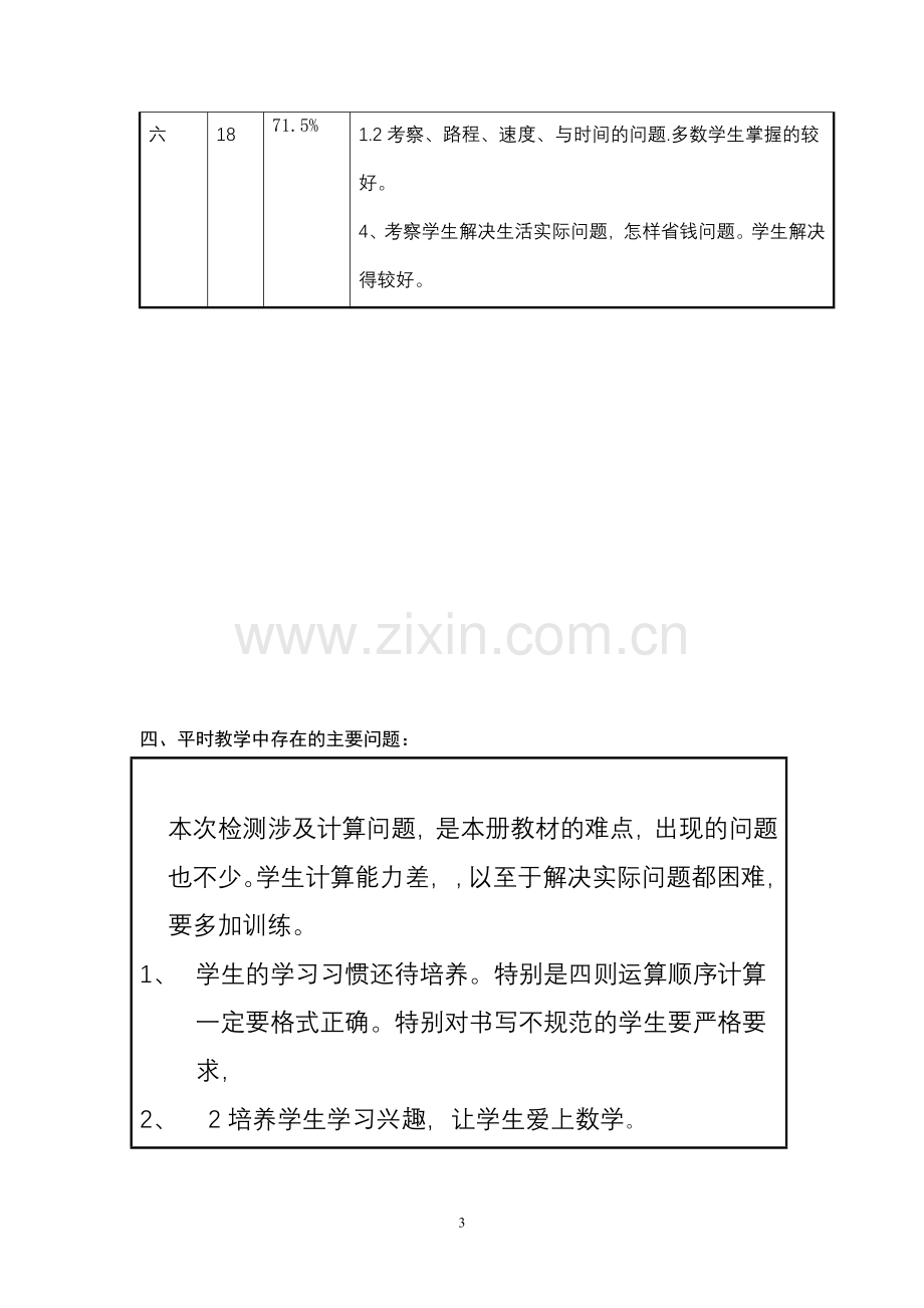 四年级数学下册三月份月考质量分析样表.doc_第3页