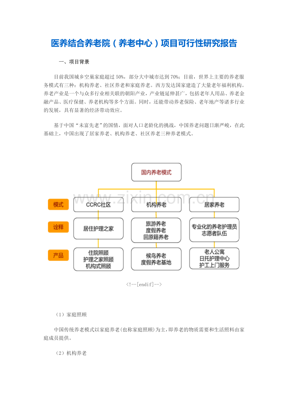 医养结合养老院项目申请立项可行性分析论证报告.doc_第1页