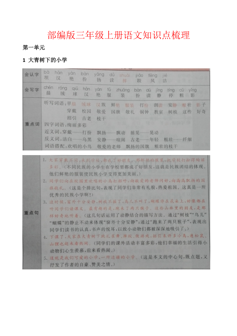 人教部编版-小学三年级上册语文全册知识点复习单元知识点梳理.pdf_第2页