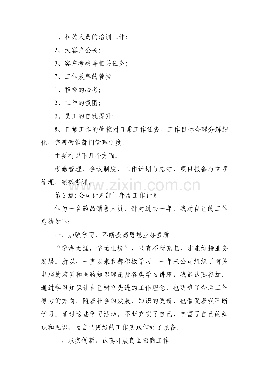 关于公司计划部门年度工作计划【十五篇】.pdf_第3页