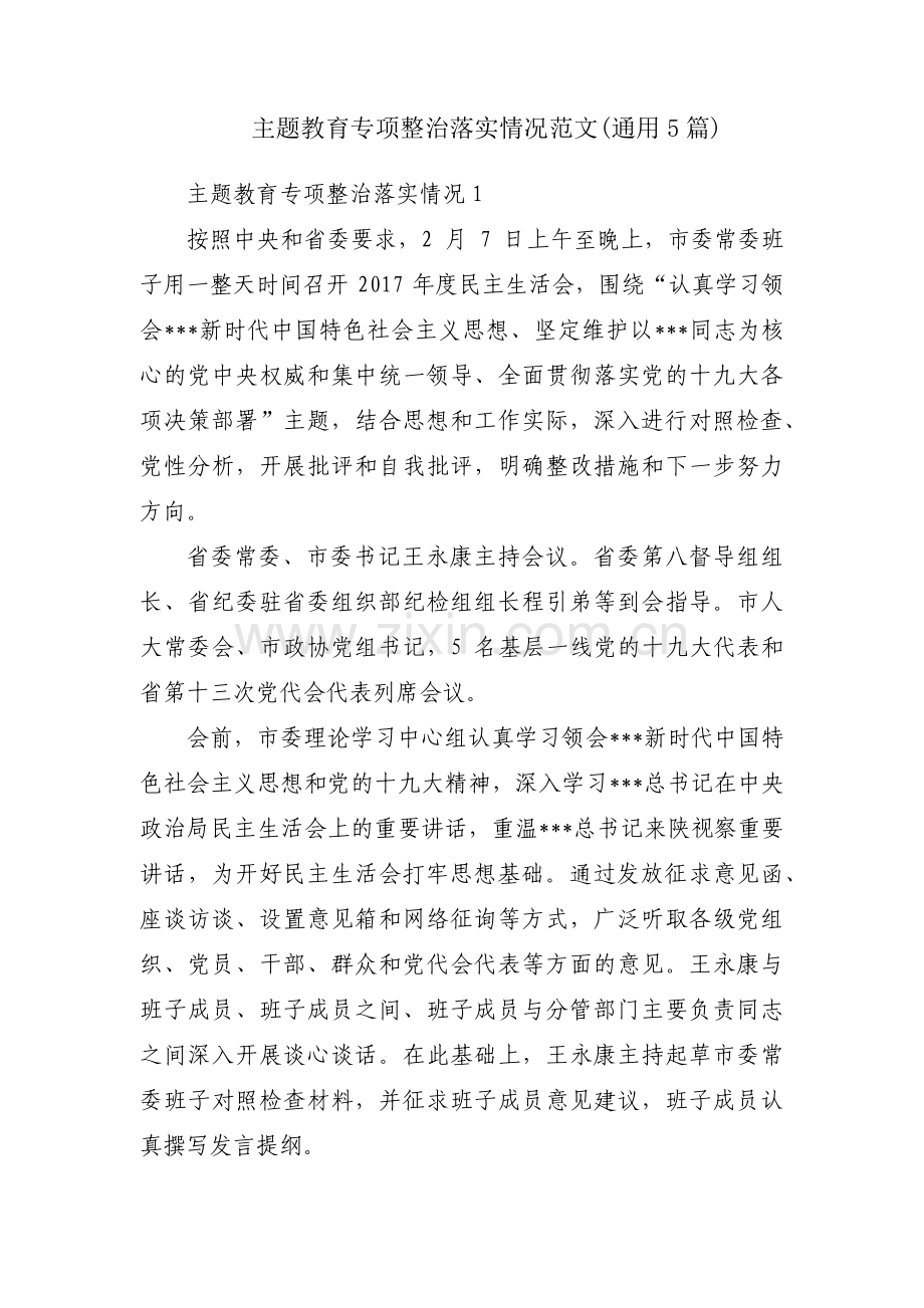 主题教育专项整治落实情况范文(通用5篇).pdf_第1页